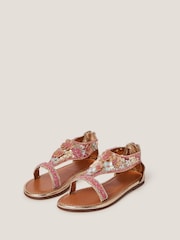 Monsoon Natural Flower Embellished Metallic Sandals - Image 2 of 3