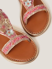 Monsoon Natural Flower Embellished Metallic Sandals - Image 3 of 3