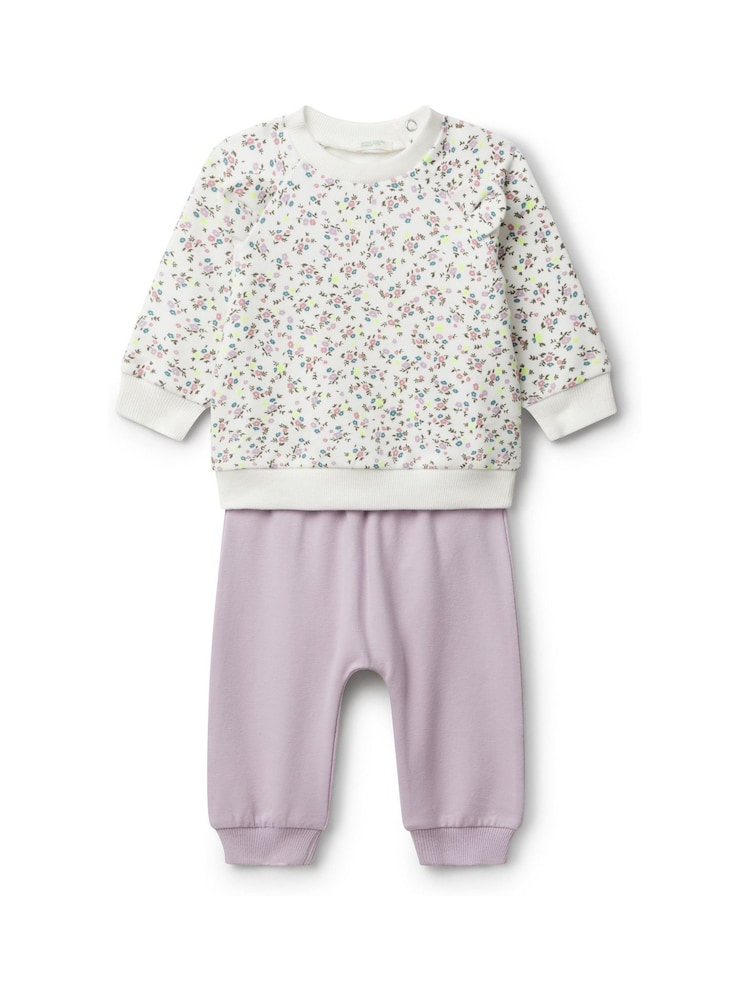 Benetton Baby Purple Printed Top and Leggings Set - Image 1 of 3