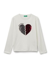 Benetton Girls Sequin Print White T-Shirt (6-14 yrs) - Image 1 of 3