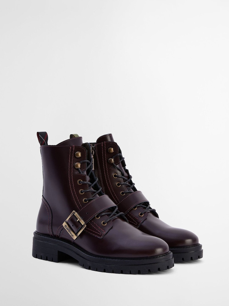 Barbour® Purple Ouseburne Leather Lace Up Buckle Boot - Image 1 of 7