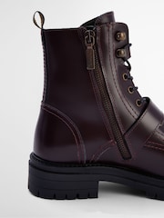 Barbour® Purple Ouseburne Leather Lace Up Buckle Boot - Image 6 of 7