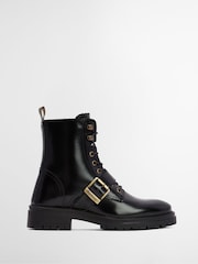 Barbour® Black Ouseburne Leather Lace Up Buckle Boot - Image 1 of 7