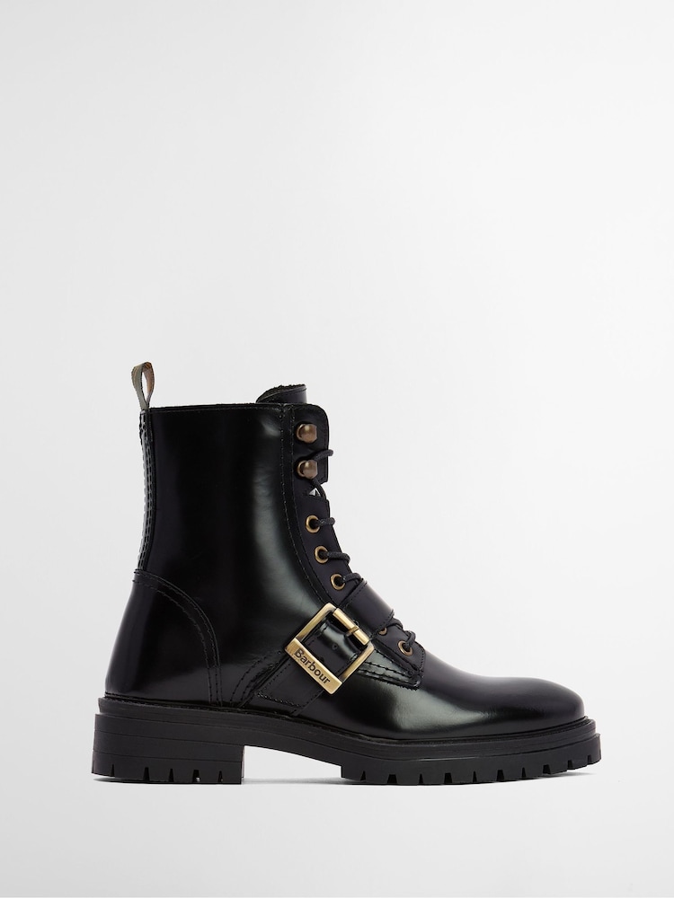 Barbour® Black Ouseburne Leather Lace Up Buckle Boot - Image 1 of 7 Barbour® Black Ouseburne Leather Lace Up Buckle Boot - Image 1 of 7