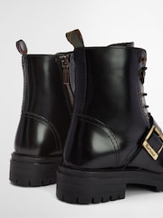Barbour® Black Ouseburne Leather Lace Up Buckle Boot - Image 5 of 7