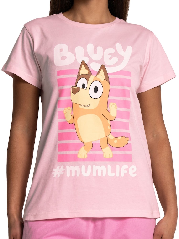 Character Pink Bluey Chili Short Sleeve 100% Cotton Pyjamas Set - Image 3 of 10