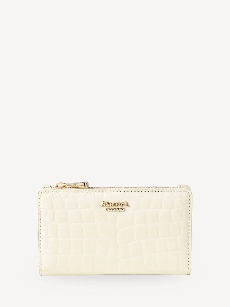 Aspinal of London White Mayfair Coin & Card Wallet Pnt Croc Leather - Image 1 of 4 Aspinal of London White Mayfair Coin & Card Wallet Pnt Croc Leather - Image 1 of 4