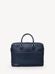 Aspinal of London Blue Mount Street Laptop Briefcase Pebble Leather Bag - Image 4 of 8