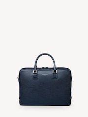 Aspinal of London Blue Mount Street Laptop Briefcase Pebble Leather Bag - Image 6 of 8