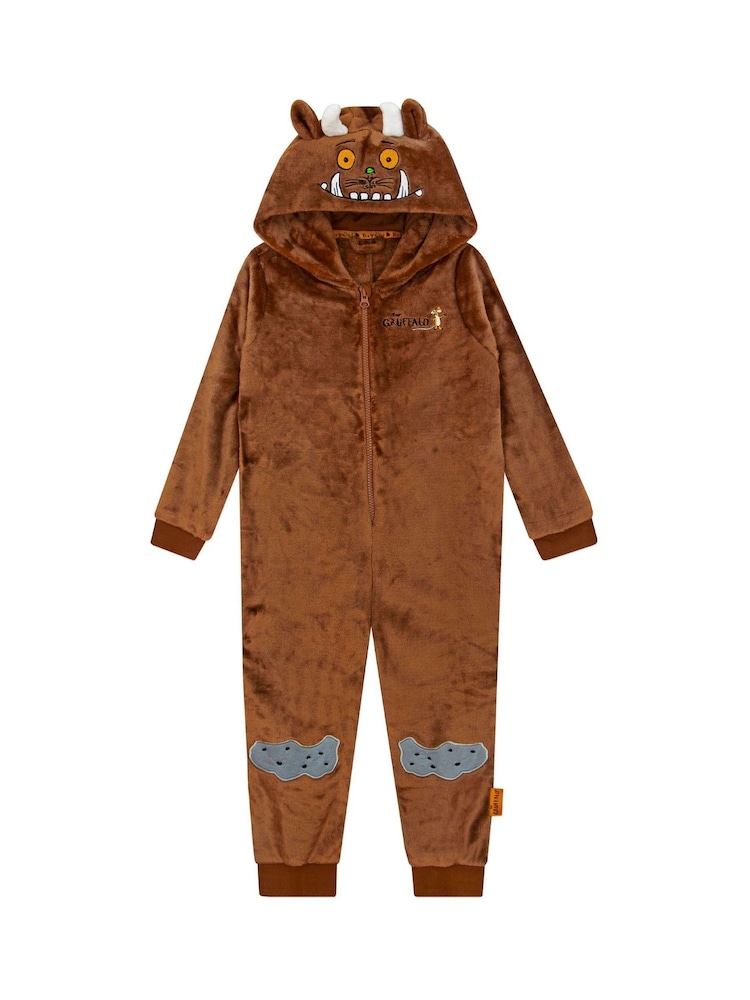 Character Brown The Gruffalo Fleece Onesie With 3D Ears and Horns All In One - Image 1 of 12 Character Brown The Gruffalo Fleece Onesie With 3D Ears and Horns All In One - Image 1 of 12