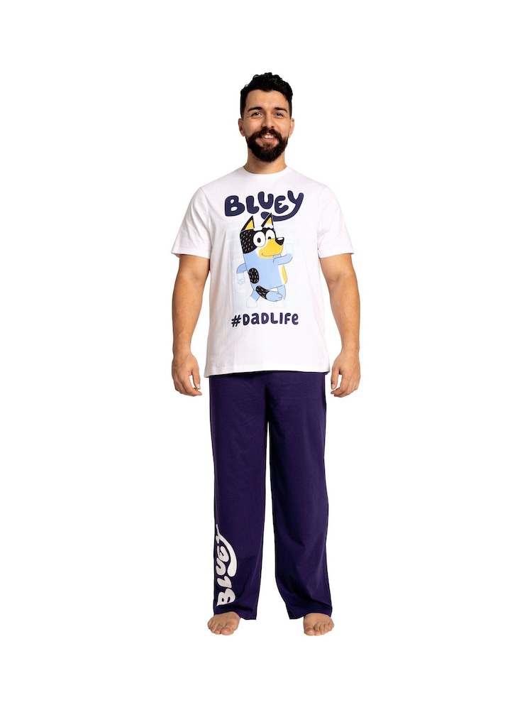 Character Blue Bluey Bandit Short Sleeve 100% Cotton Pyjamas Set - Image 1 of 10