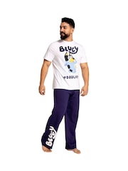 Character Blue Bluey Bandit Short Sleeve 100% Cotton Pyjamas Set - Image 3 of 10