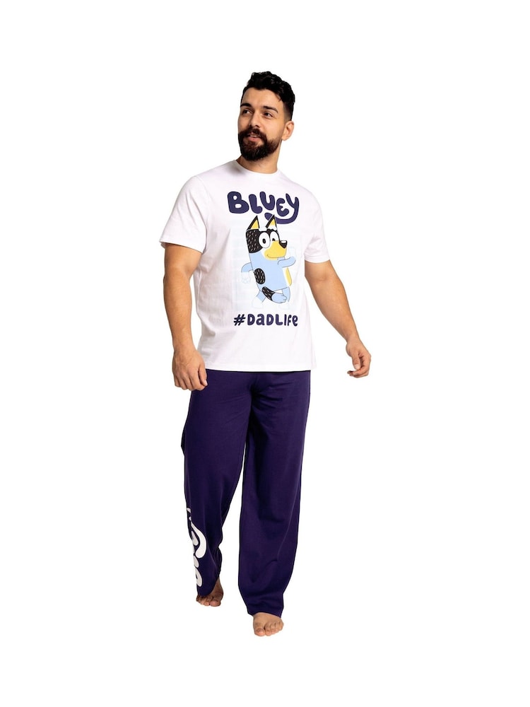 Character Blue Bluey Bandit Short Sleeve 100% Cotton Pyjamas Set - Image 4 of 10