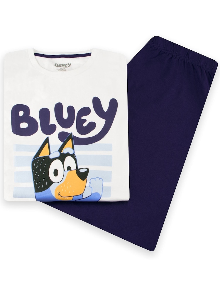 Character Blue Bluey Bandit Short Sleeve 100% Cotton Pyjamas Set - Image 7 of 10