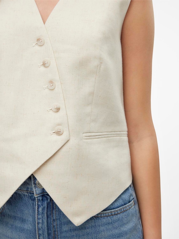 VERO MODA Cream Asymetric Button Waistcoat - Image 2 of 4