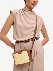 Aspinal of London Brown Camera Bag Natural Raffia & Tan leather - Image 2 of 5
