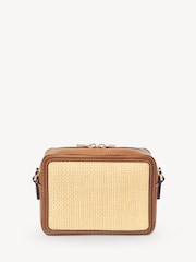 Aspinal of London Brown Camera Bag Natural Raffia & Tan leather - Image 3 of 5