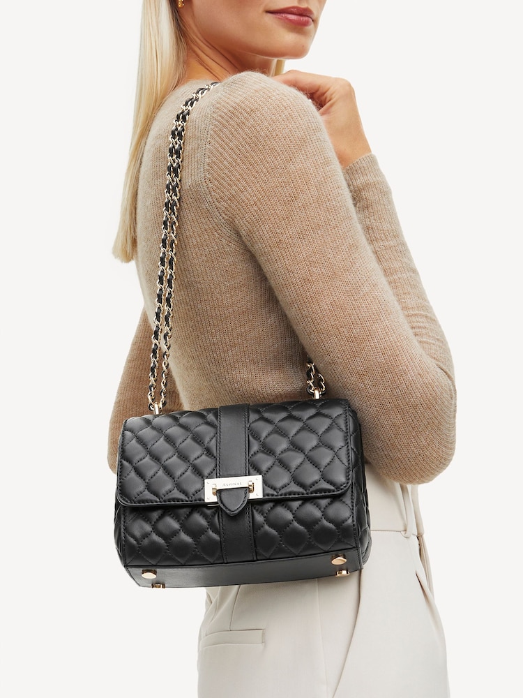 Aspinal of London Black Lottie Quilted Nappa Bag - Image 2 of 7