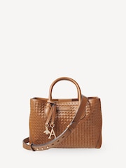 Aspinal of London Brown London Tote Midi Weave Leather Bag - Image 1 of 7