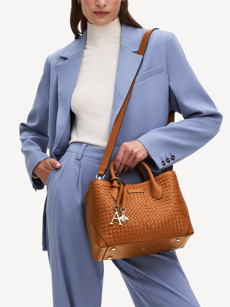 Aspinal of London Brown London Tote Midi Weave Leather Bag - Image 2 of 7 Aspinal of London Brown London Tote Midi Weave Leather Bag - Image 2 of 7