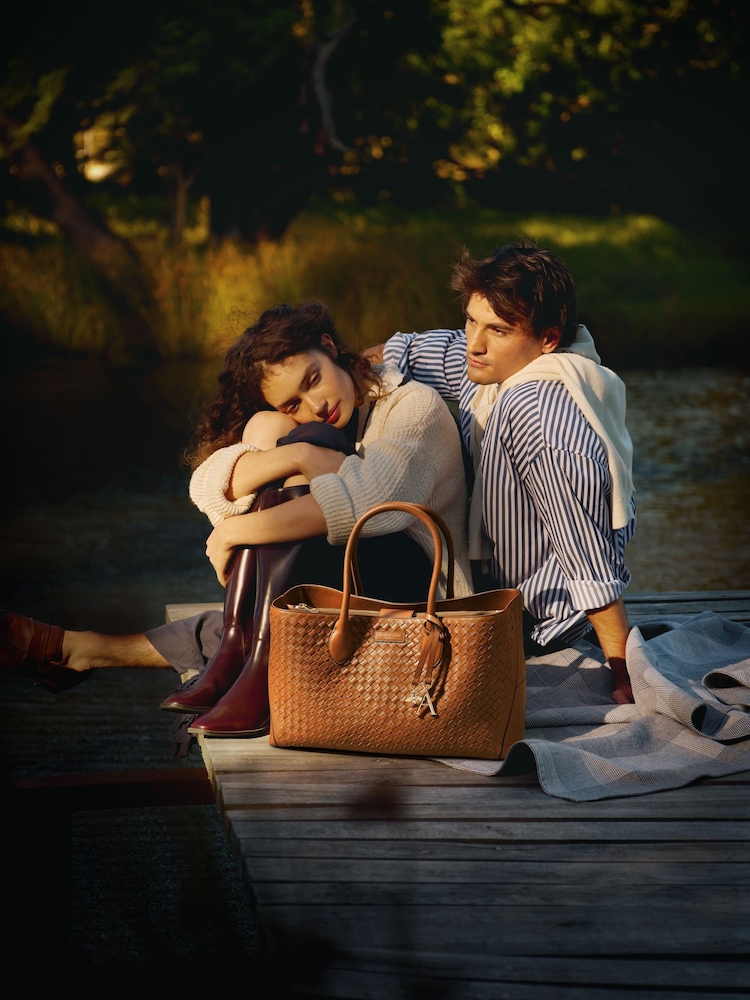 Aspinal of London Brown London Tote Midi Weave Leather Bag - Image 7 of 7 Aspinal of London Brown London Tote Midi Weave Leather Bag - Image 7 of 7