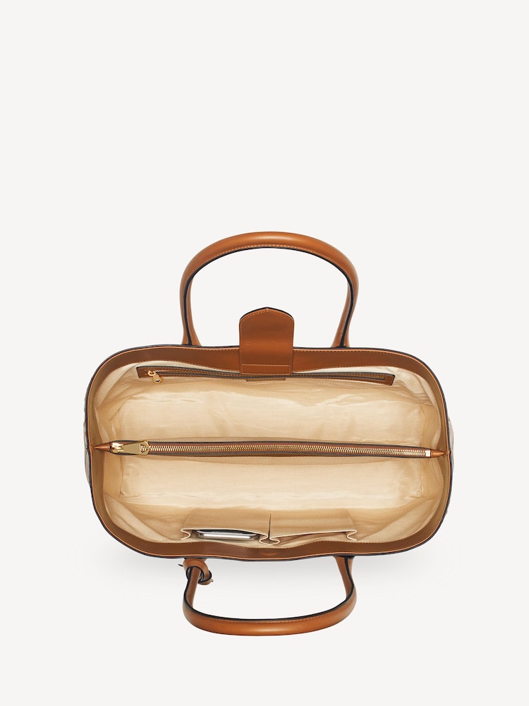 Aspinal of London Brown London Tote Slot Weave Leather Bag - Image 5 of 5 Aspinal of London Brown London Tote Slot Weave Leather Bag - Image 5 of 5