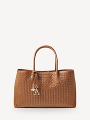 ブラウン - Aspinal of London London Tote Slot Weave レザー トートバッグ - 画像 6 / 7