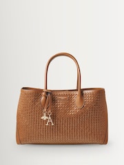 ブラウン - Aspinal of London London Tote Slot Weave レザー トートバッグ - 画像 7 / 7