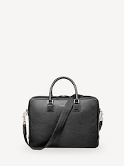 Aspinal of London Black Mount Street Laptop Briefcase Pebble Leather Bag - Image 1 of 8