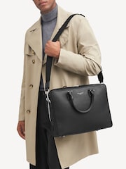 Aspinal of London Black Mount Street Laptop Briefcase Pebble Leather Bag - Image 2 of 8