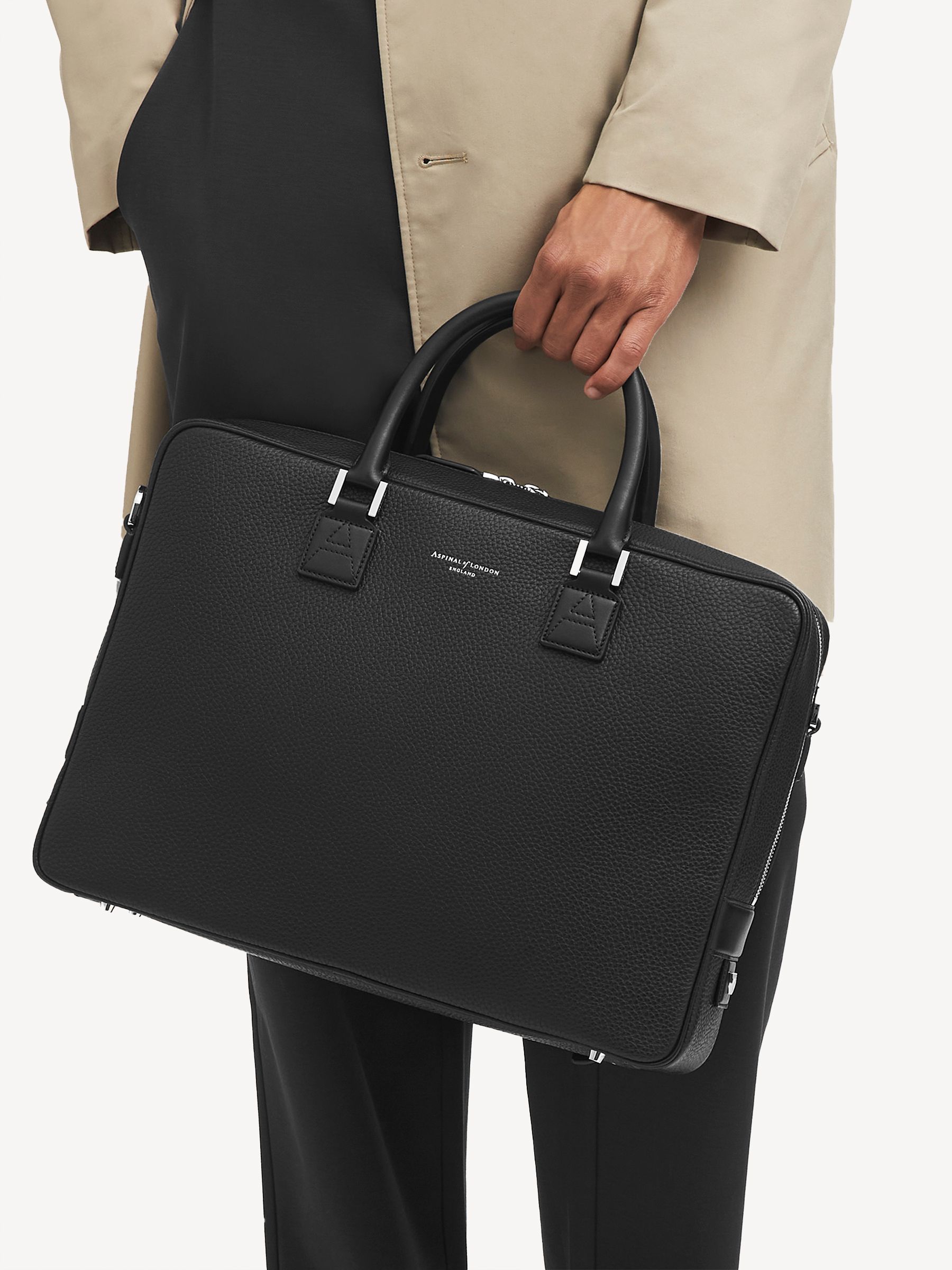 Buy Aspinal of London Black Mount Street Laptop Pebble Leather