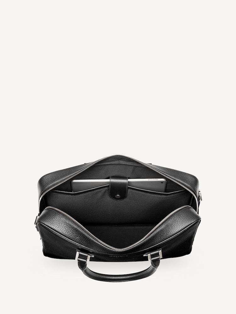 Aspinal of London Black Mount Street Laptop Briefcase Pebble Leather Bag - Image 8 of 8