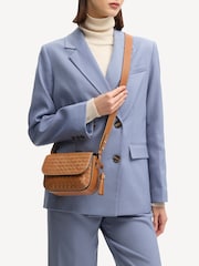 Aspinal of London Brown Ella Bag Slot Weave Tan Smooth Leather - Image 2 of 6
