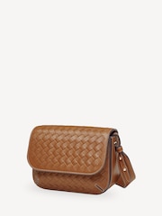 Aspinal of London Brown Ella Bag Slot Weave Tan Smooth Leather - Image 3 of 6