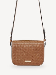 Aspinal of London Brown Ella Bag Slot Weave Tan Smooth Leather - Image 4 of 6