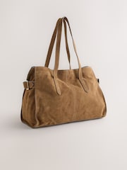 Camel Suede Structured Tote Bag - Image 2 of 5