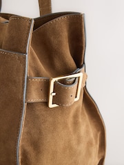 Camel Suede Structured Tote Bag - Image 4 of 5