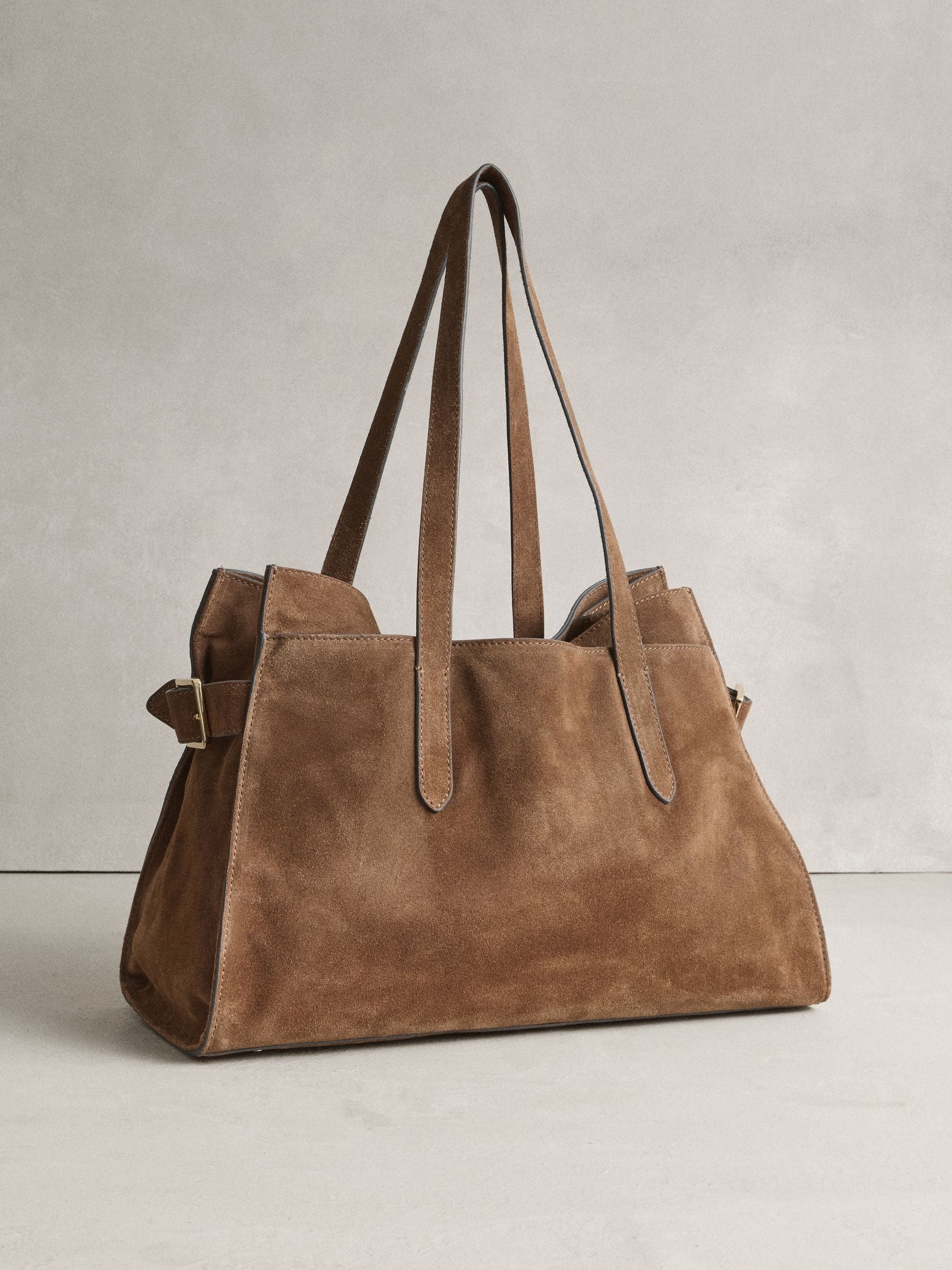 Buy Camel N. Premium Suede Structured Tote Bag from Next USA