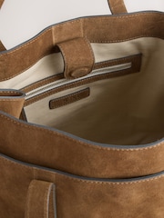 Camel Suede Structured Tote Bag - Image 5 of 5