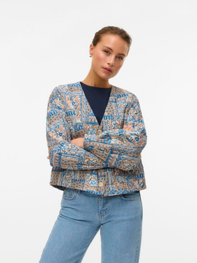 VERO MODA Grey Paisley Quilted Jacket - Image 1 of 6