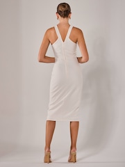Jolie Moi White Cross-Over Halter Neck Midi Dress - Image 2 of 6