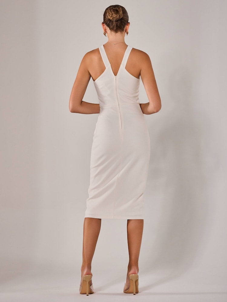 Jolie Moi White Cross-Over Halter Neck Midi Dress - Image 2 of 6