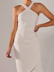 Jolie Moi White Cross-Over Halter Neck Midi Dress - Image 3 of 6