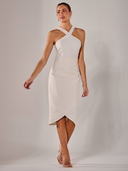 Jolie Moi White Cross-Over Halter Neck Midi Dress - Image 6 of 6