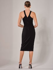 Jolie Moi Black Cross-Over Halter Neck Midi Dress - Image 2 of 6