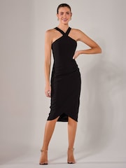 Jolie Moi Black Cross-Over Halter Neck Midi Dress - Image 6 of 6