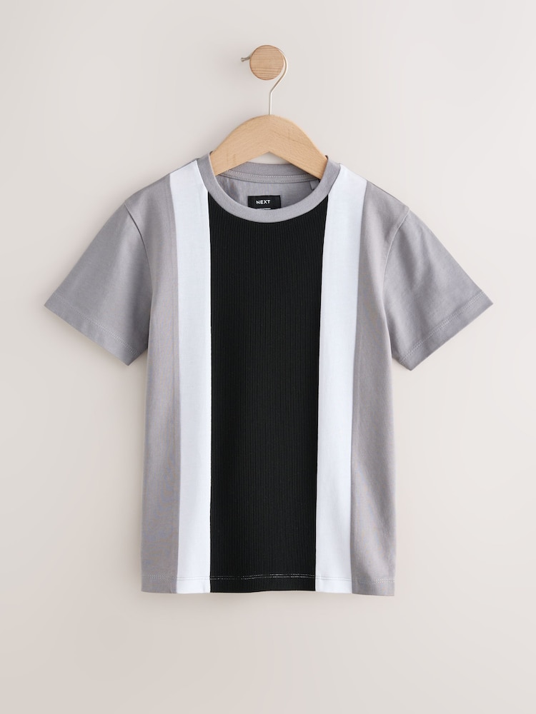 Grey/Black Colourblock Short Sleeve T-Shirt (3-16yrs) - Image 1 of 4