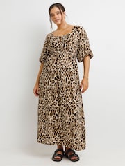 Simply Be Brown Crinkle Goddess Midi Dress - Image 1 of 4