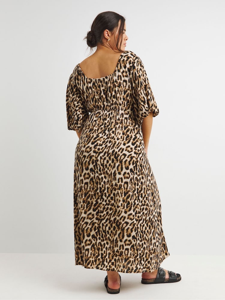 Simply Be Brown Crinkle Goddess Midi Dress - Image 2 of 4