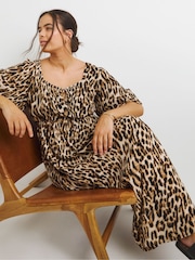 Simply Be Brown Crinkle Goddess Midi Dress - Image 3 of 4